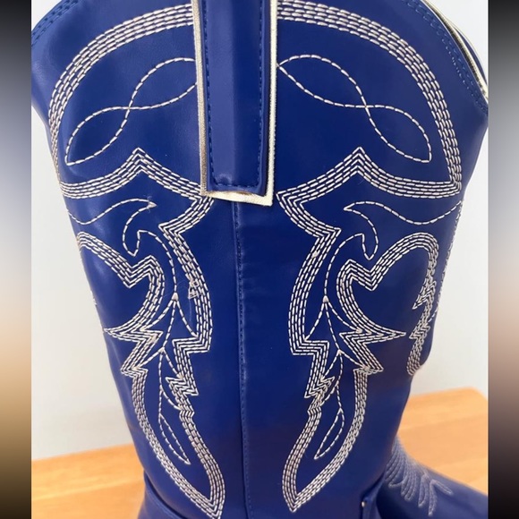 Blue Embroidered Cowboy Boots - Picture 2 of 4